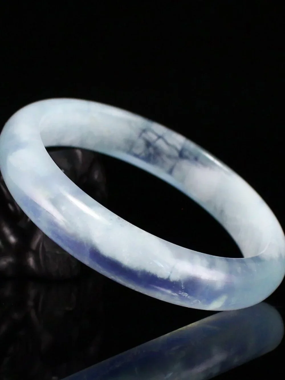 Natural Aquamarine Bangle Bracelet 41.2g 58mm ID Sky Blue White Cloud Certified